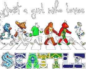 Just A Girl Who Loves Seattle Sports Team Mascot Walking Across Shirt